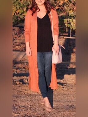 Ann Taylor Orange Duster Sweater - Size XL